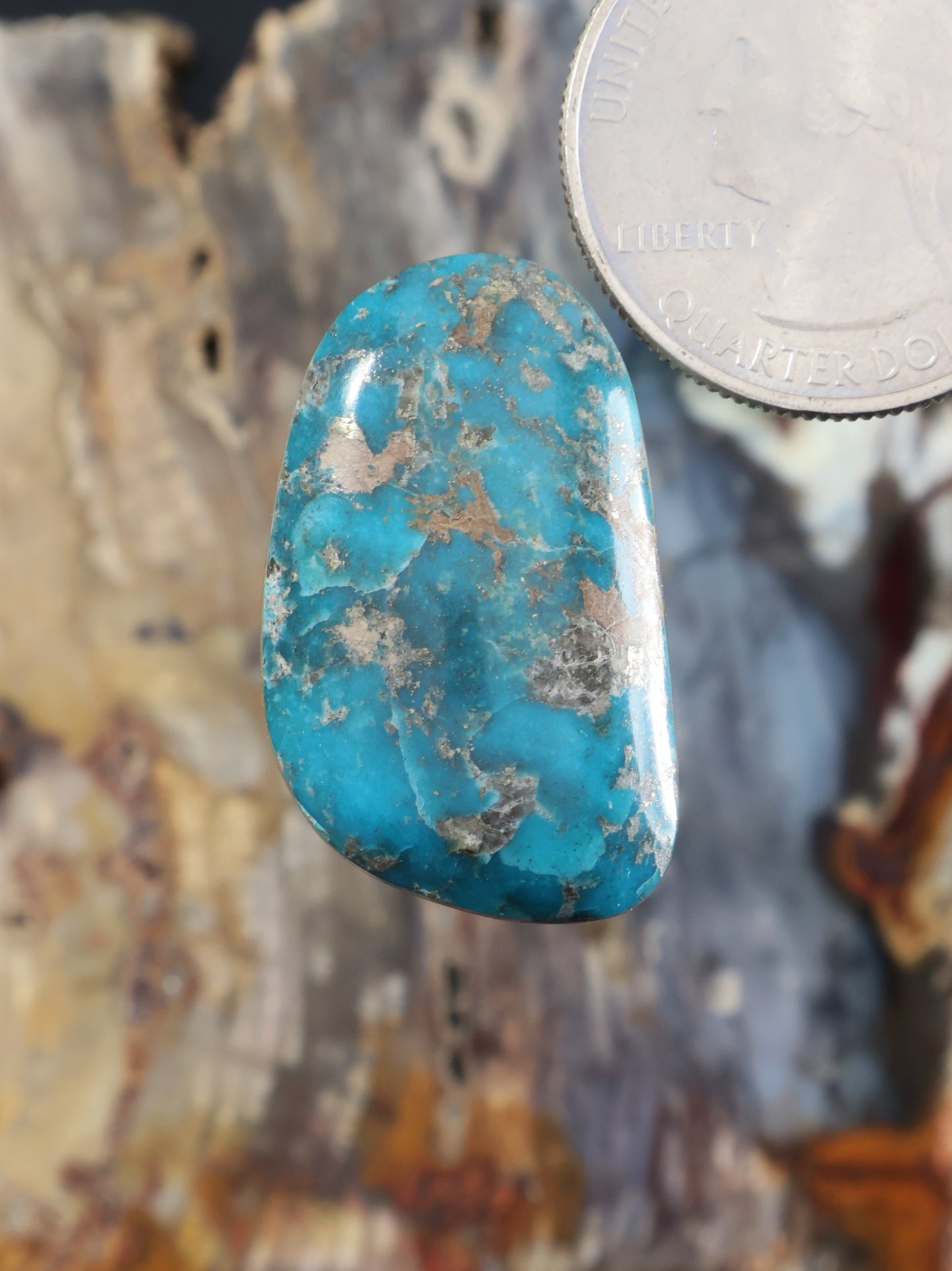 Morenci turquoise cabochon oval with natural matrix veining