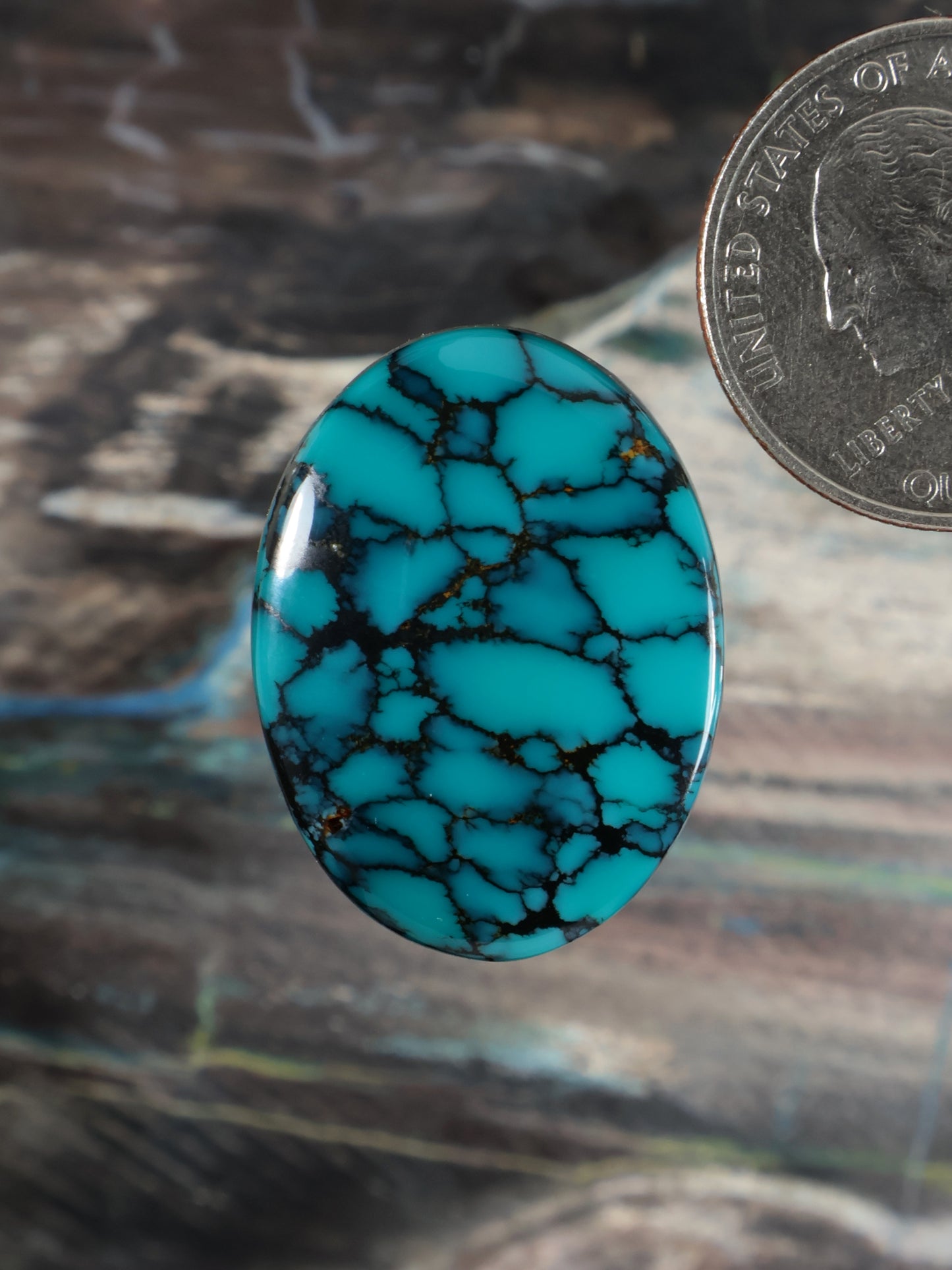 Hubei Spiderweb Turquoise Cabochon Q079