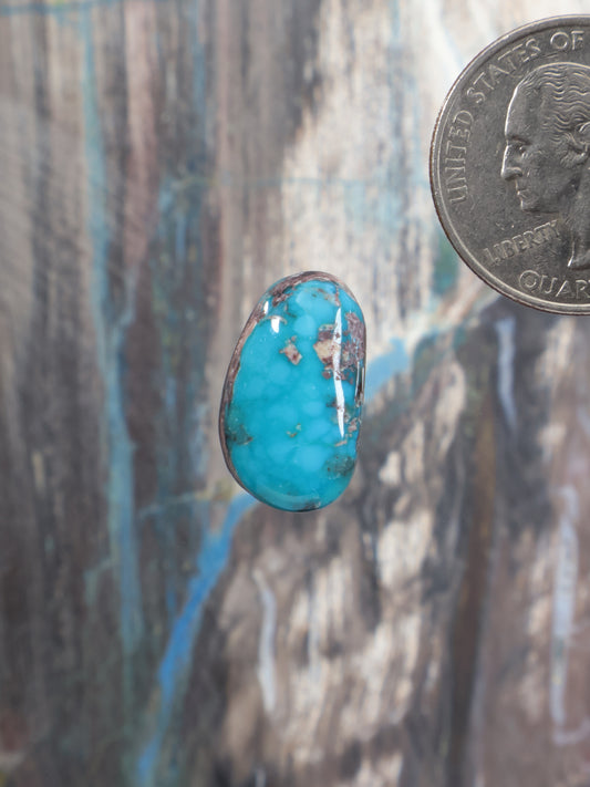 Bisbee turquoise cabochon oval stone with natural blue matrix inclusions