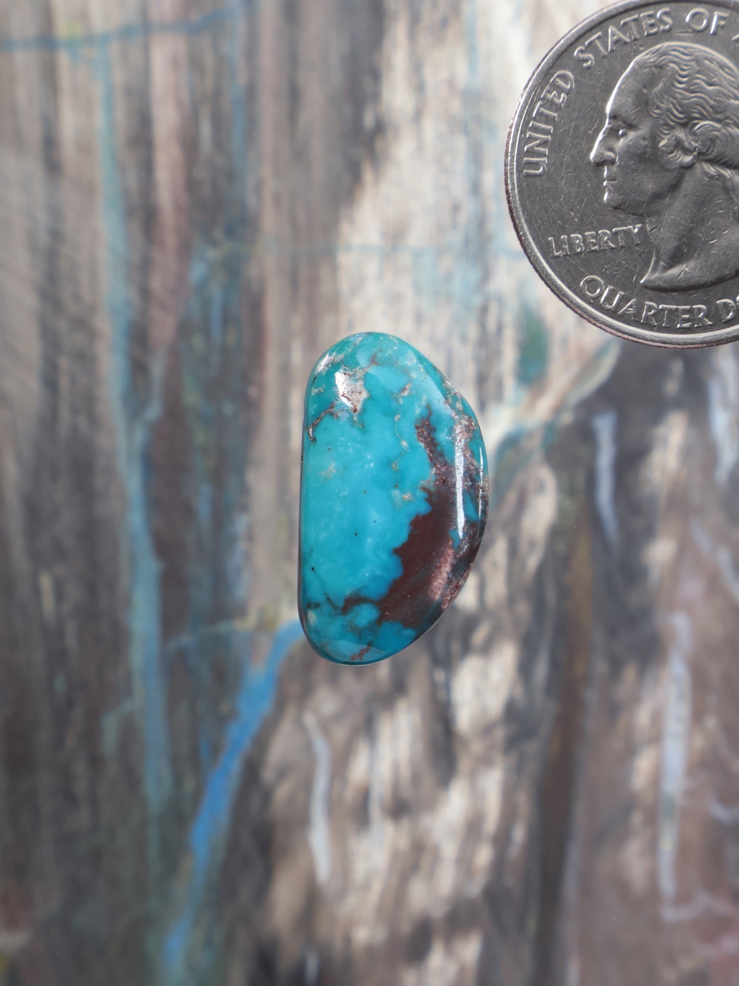 Bisbee turquoise cabochon, oval blue stone with brown matrix veins