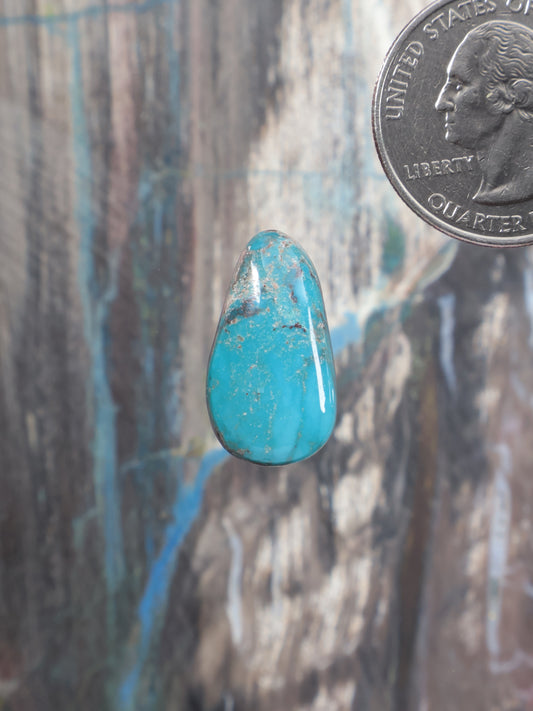 Turquoise cabochon gemstone, teardrop-shaped blue with natural matrix