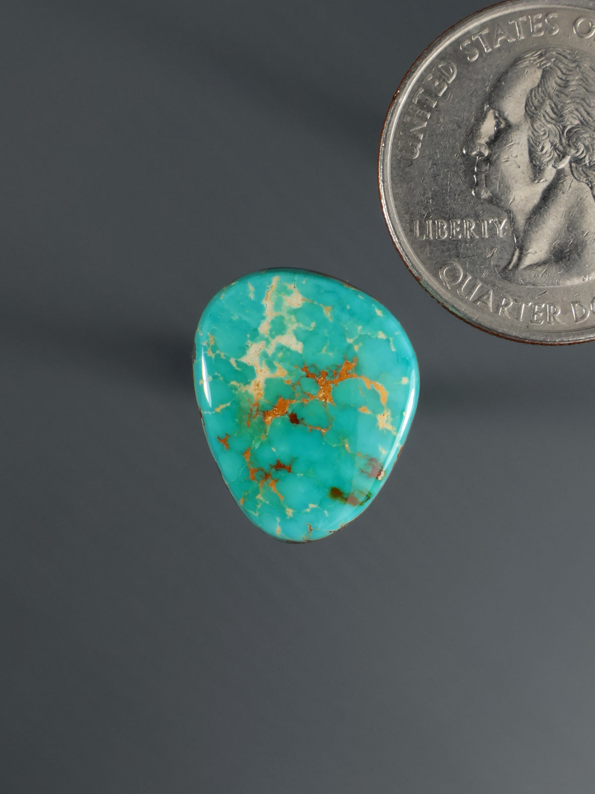 Turquoise oval cabochon gemstone with gold veining