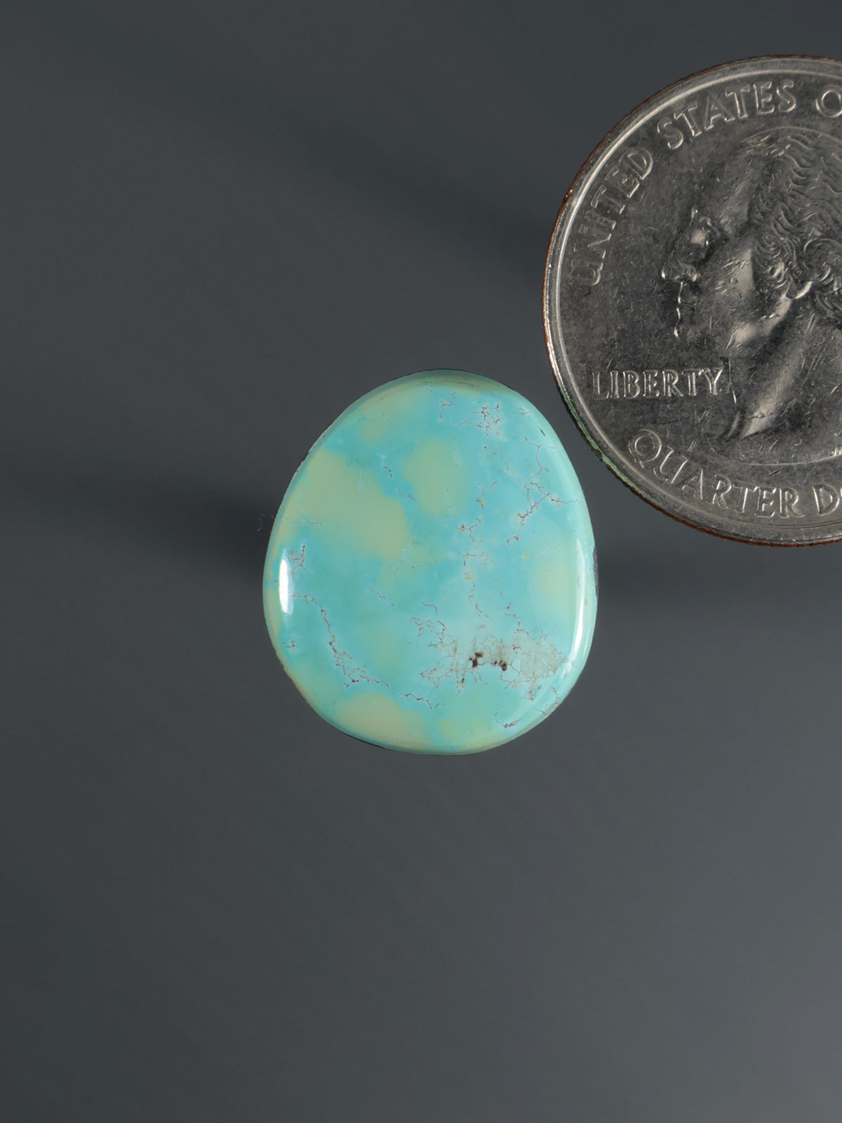Turquoise oval cabochon gemstone with natural veining