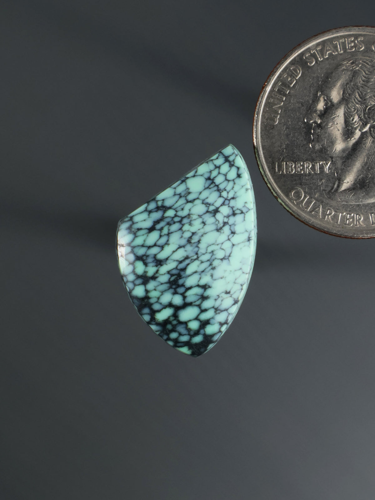 Turquoise teardrop cabochon with white webbed veining gemstone, Claim Sale B417