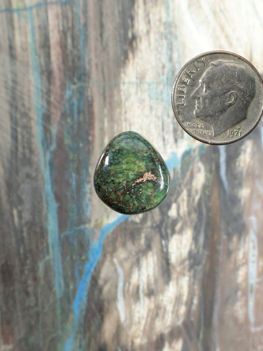 Damele Variscite cabochon, teardrop green stone with mottled matrix texture