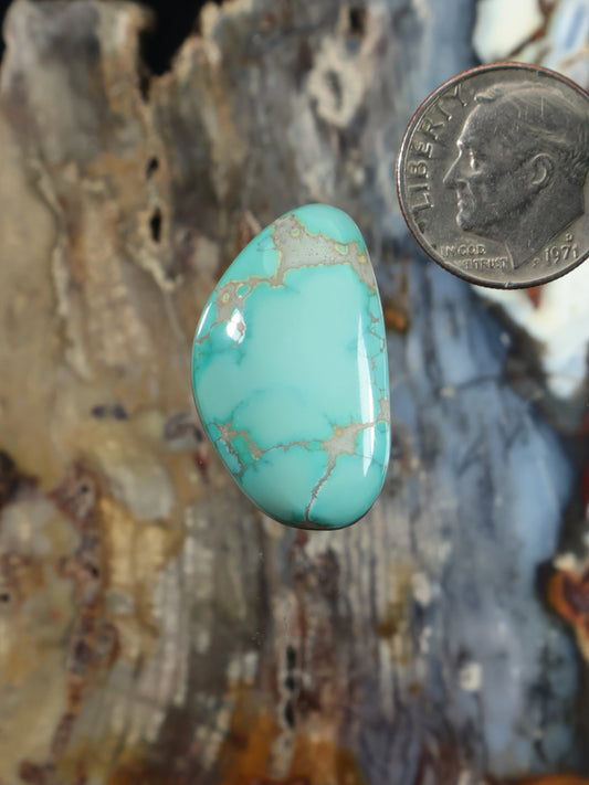 Oval turquoise cabochon with natural matrix veining