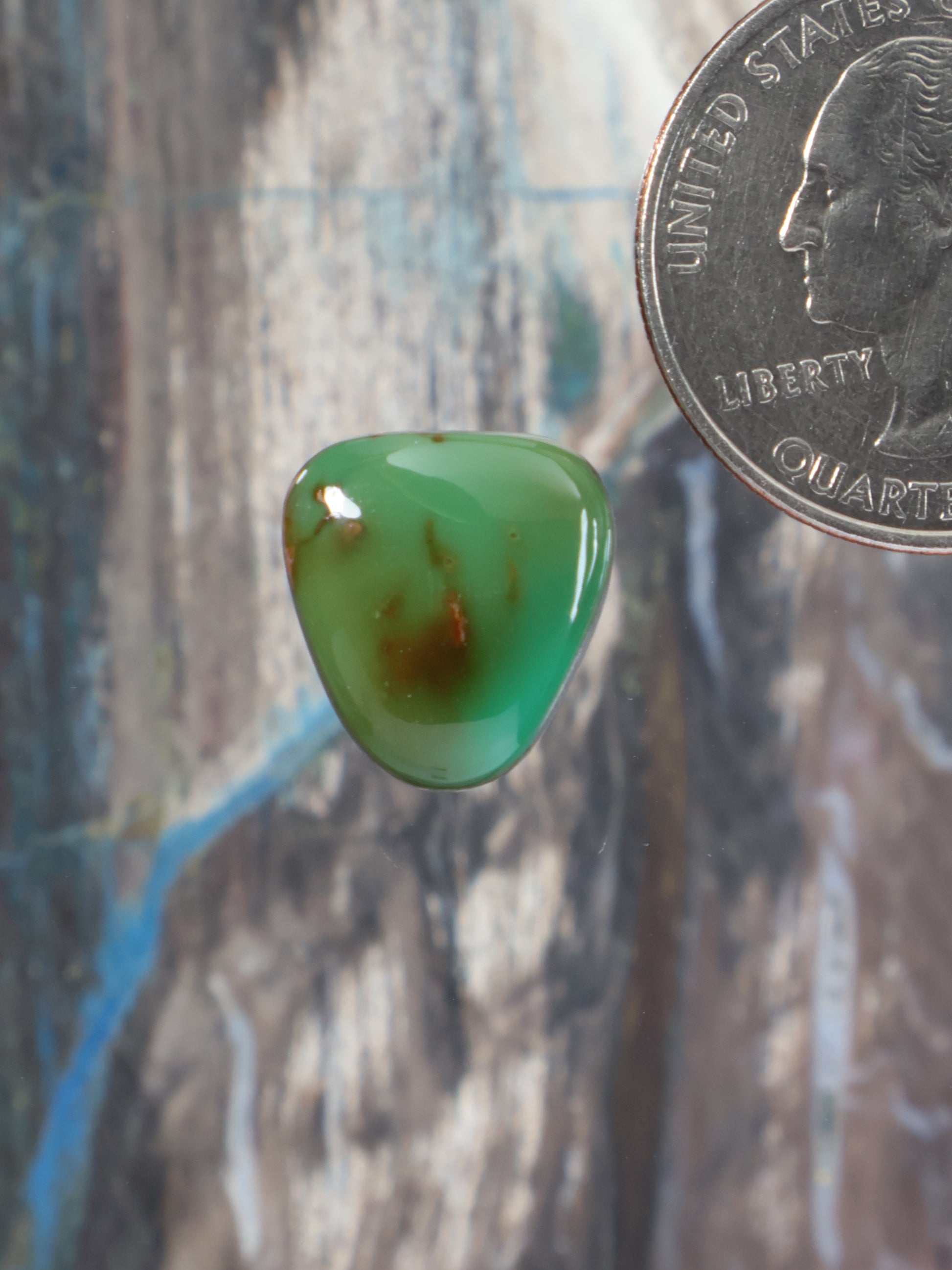 Green turquoise cabochon gemstone, smooth teardrop/triangle shape