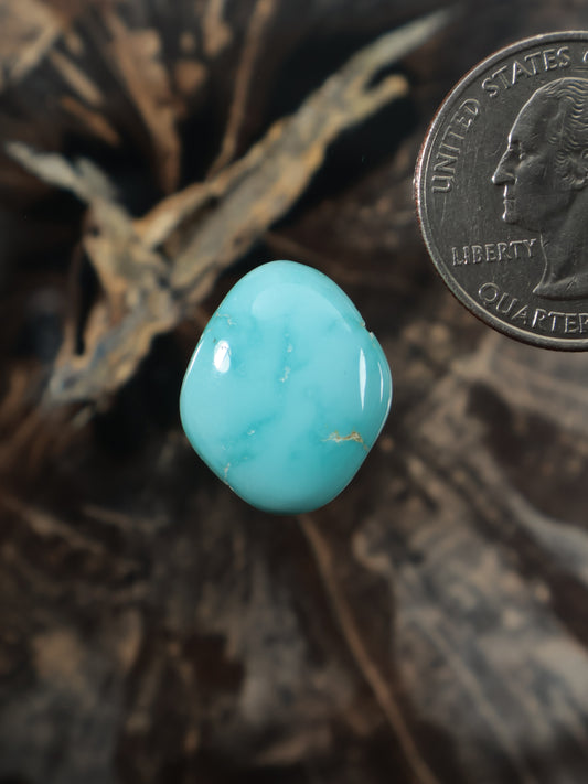 Fox turquoise cabochon gemstone, oval teal stone with smooth polished surface