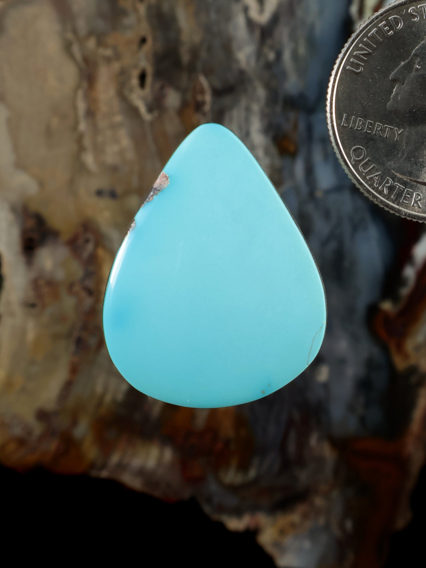 Sleeping Beauty turquoise teardrop cabochon stone, smooth polished surface