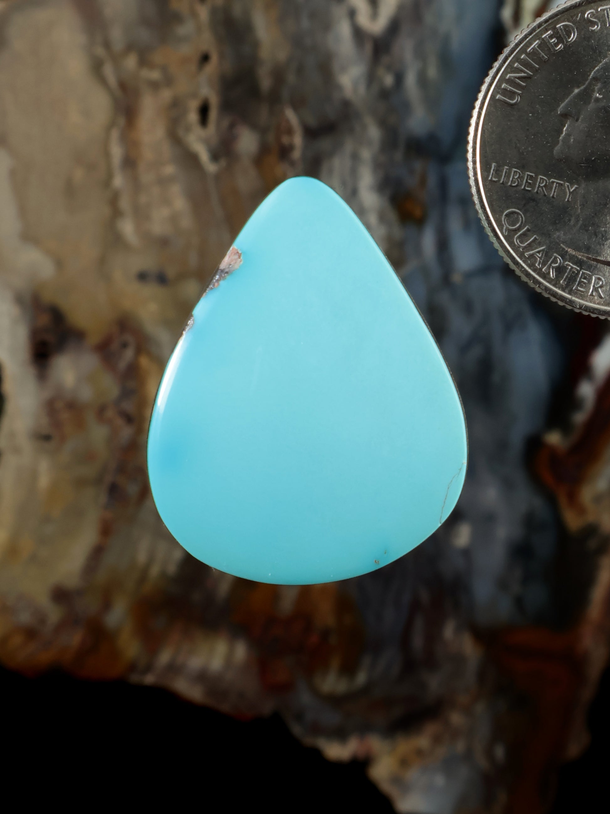 Sleeping Beauty turquoise teardrop cabochon stone, smooth polished surface
