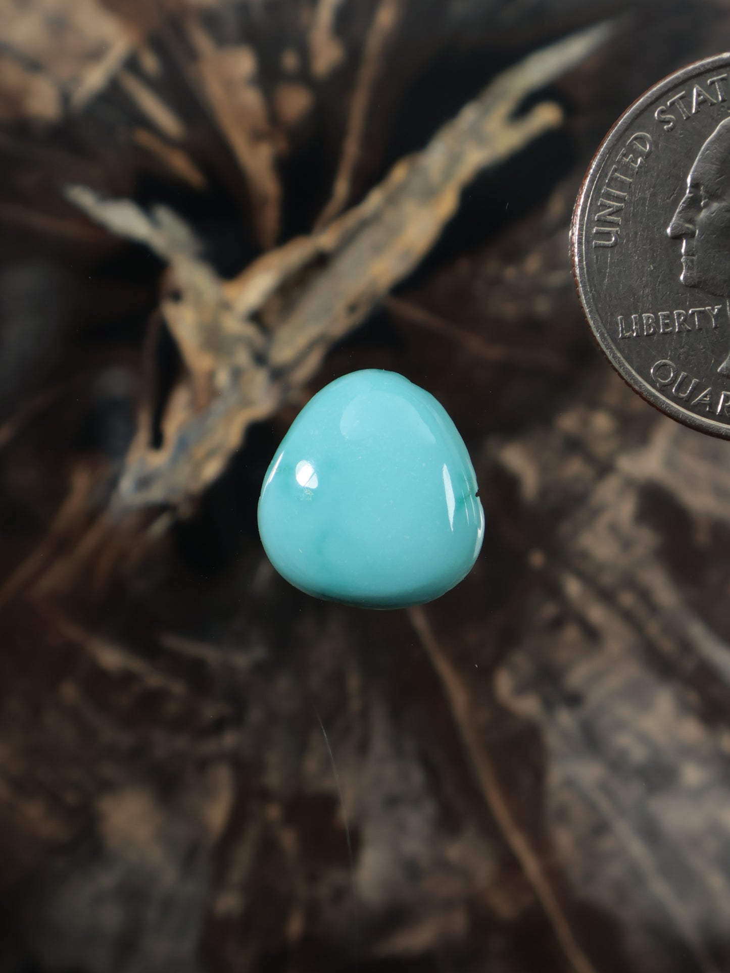 Turquoise cabochon gemstone, smooth oval stone with glossy finish