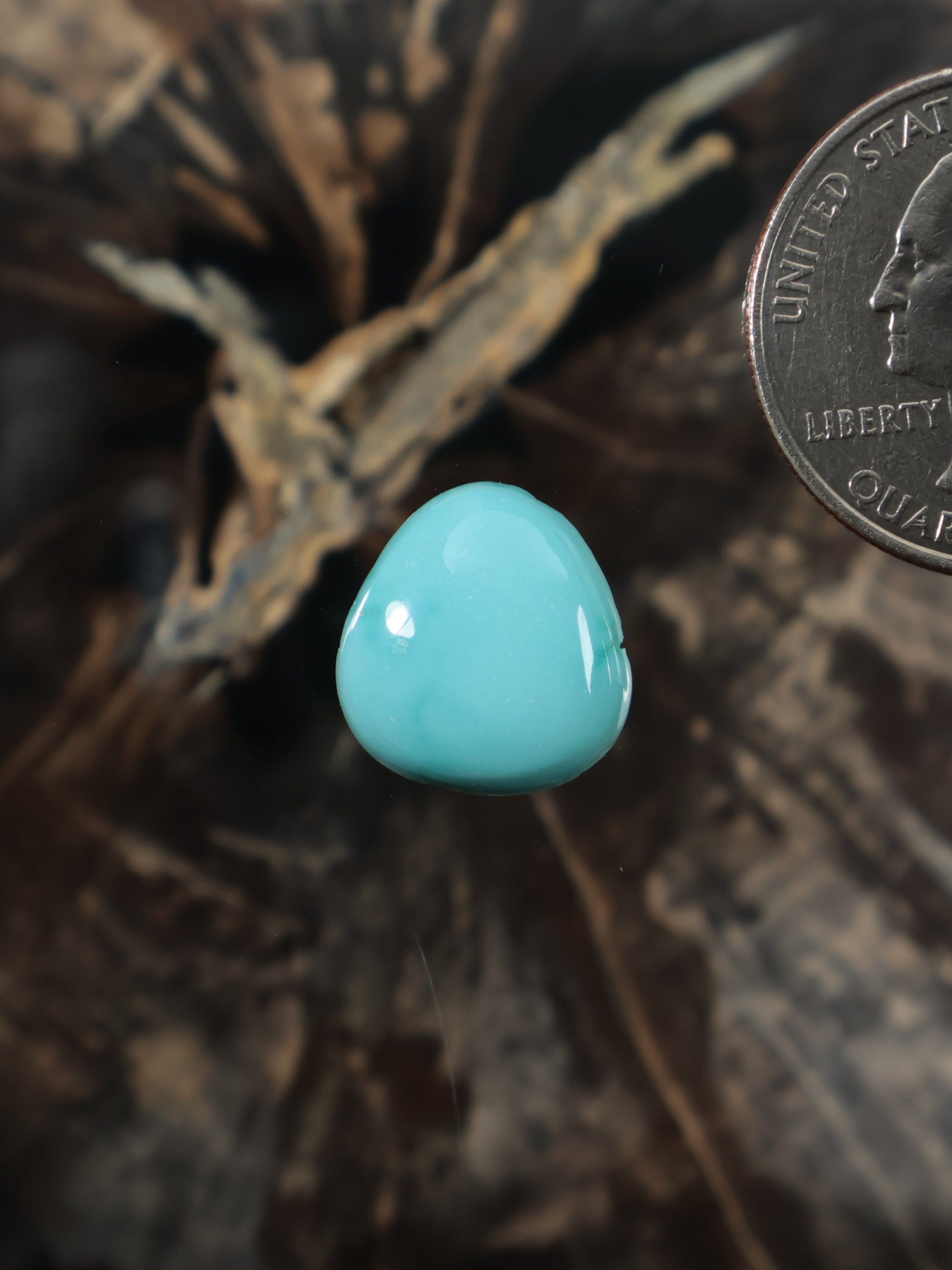 Turquoise cabochon gemstone, smooth oval stone with glossy finish