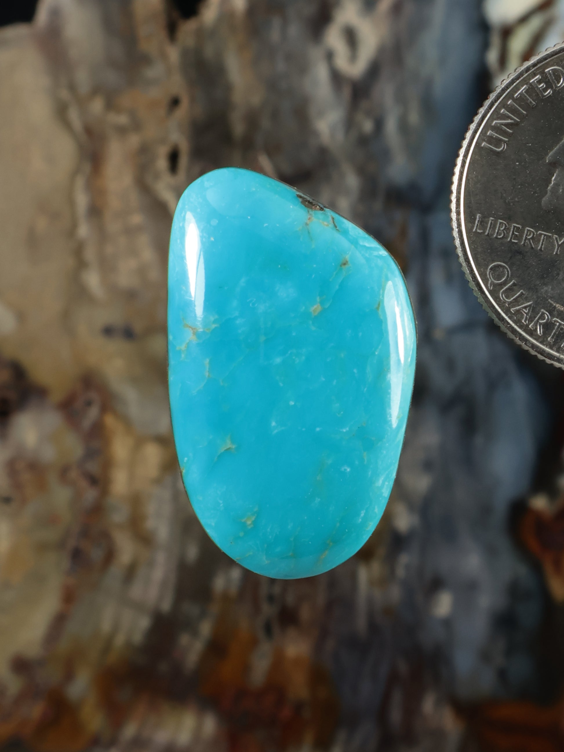 Sleeping Beauty turquoise cabochon gemstone, oval polished stone with high shine