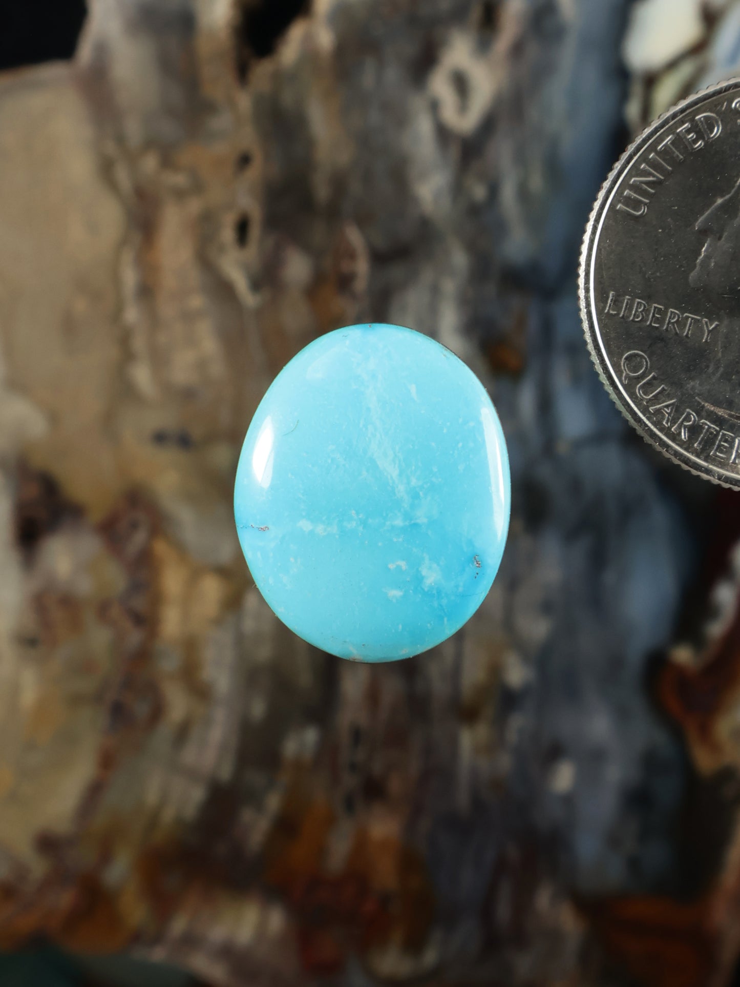Sleeping Beauty turquoise cabochon, round light-blue gemstone