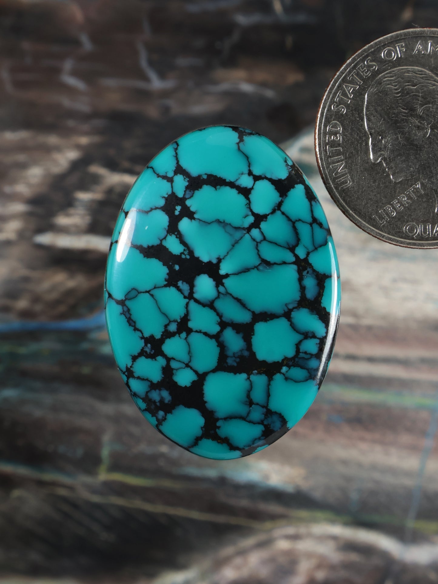 Hubei Spiderweb Turquoise Cabochon Q080