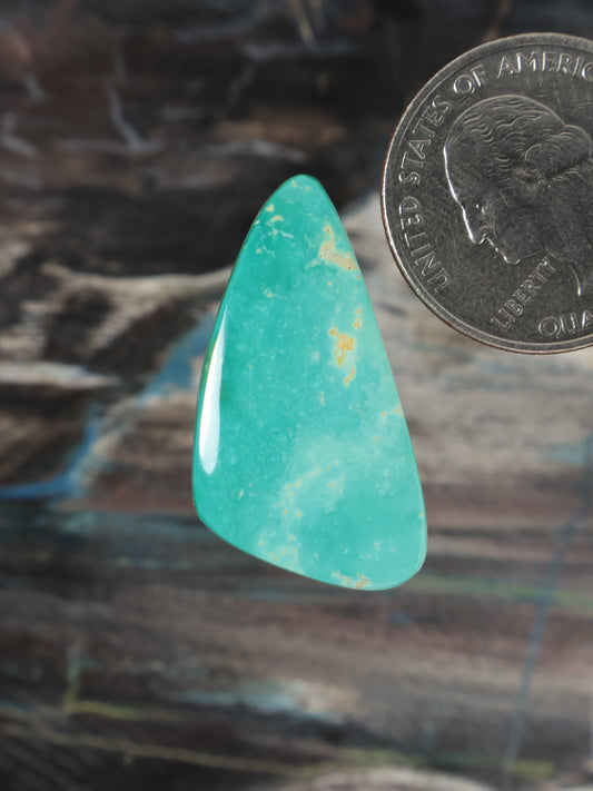 Turquoise cabochon gemstone with teardrop shape and polished smooth surface