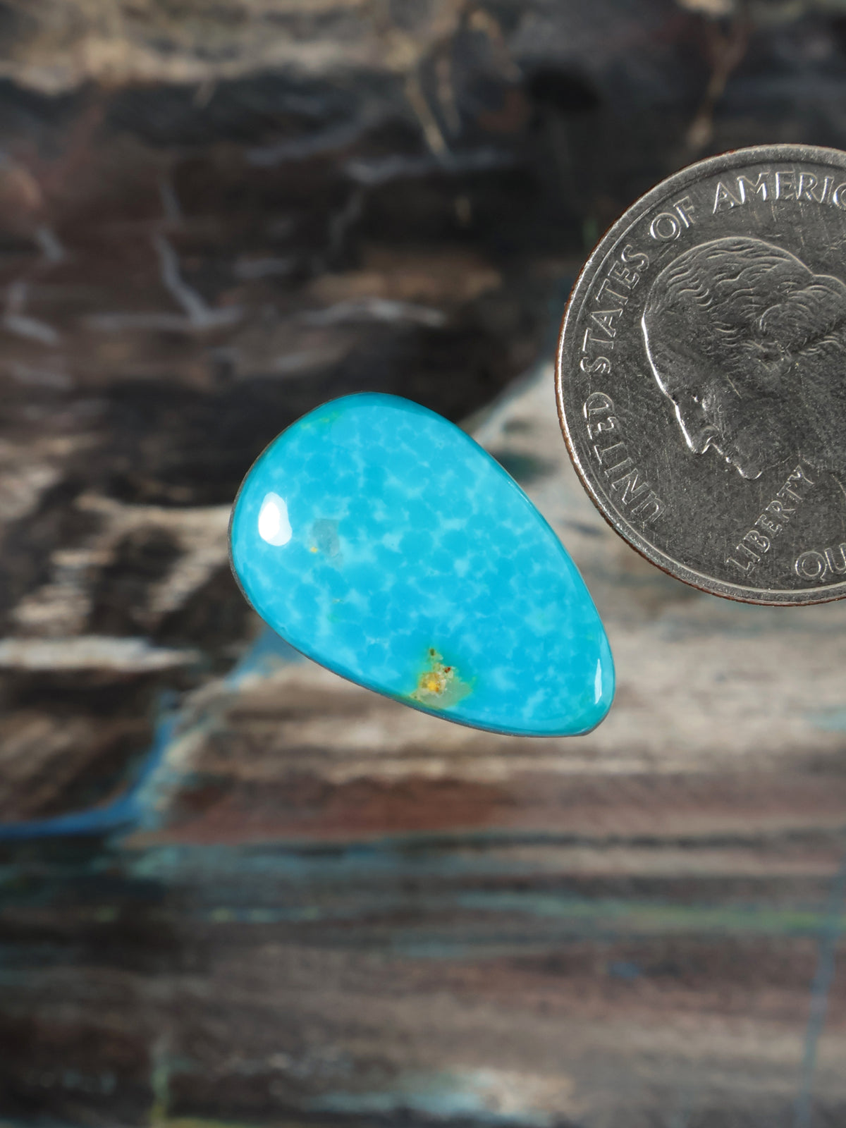 Turquoise teardrop cabochon with gold star accent