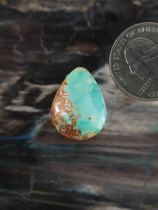 Turquoise teardrop cabochon with brown matrix, polished gemstone
